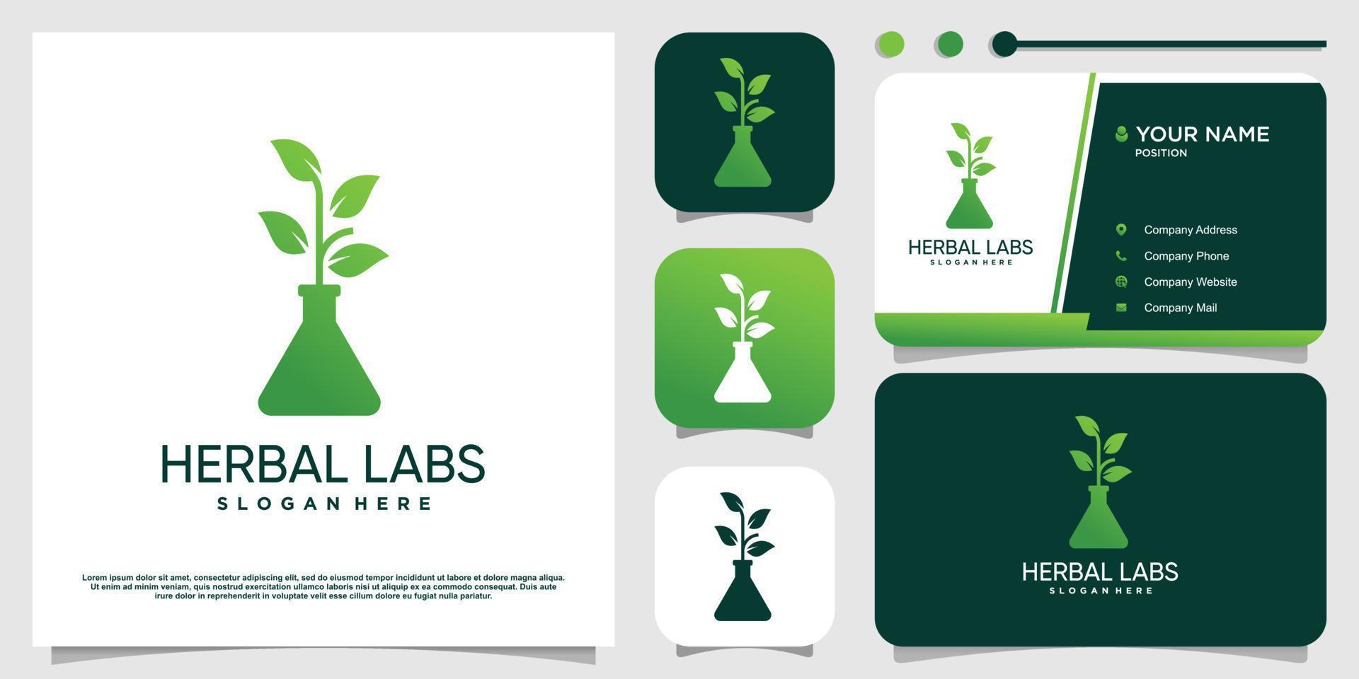 logotipo de laboratorios herbales con vector premium de concepto moderno