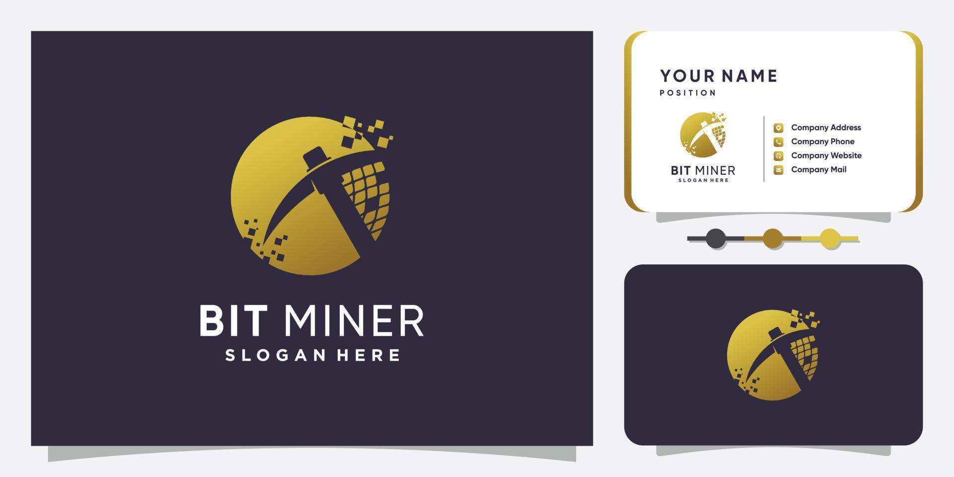 Crypto mining logo design with creative concept Premium Vector