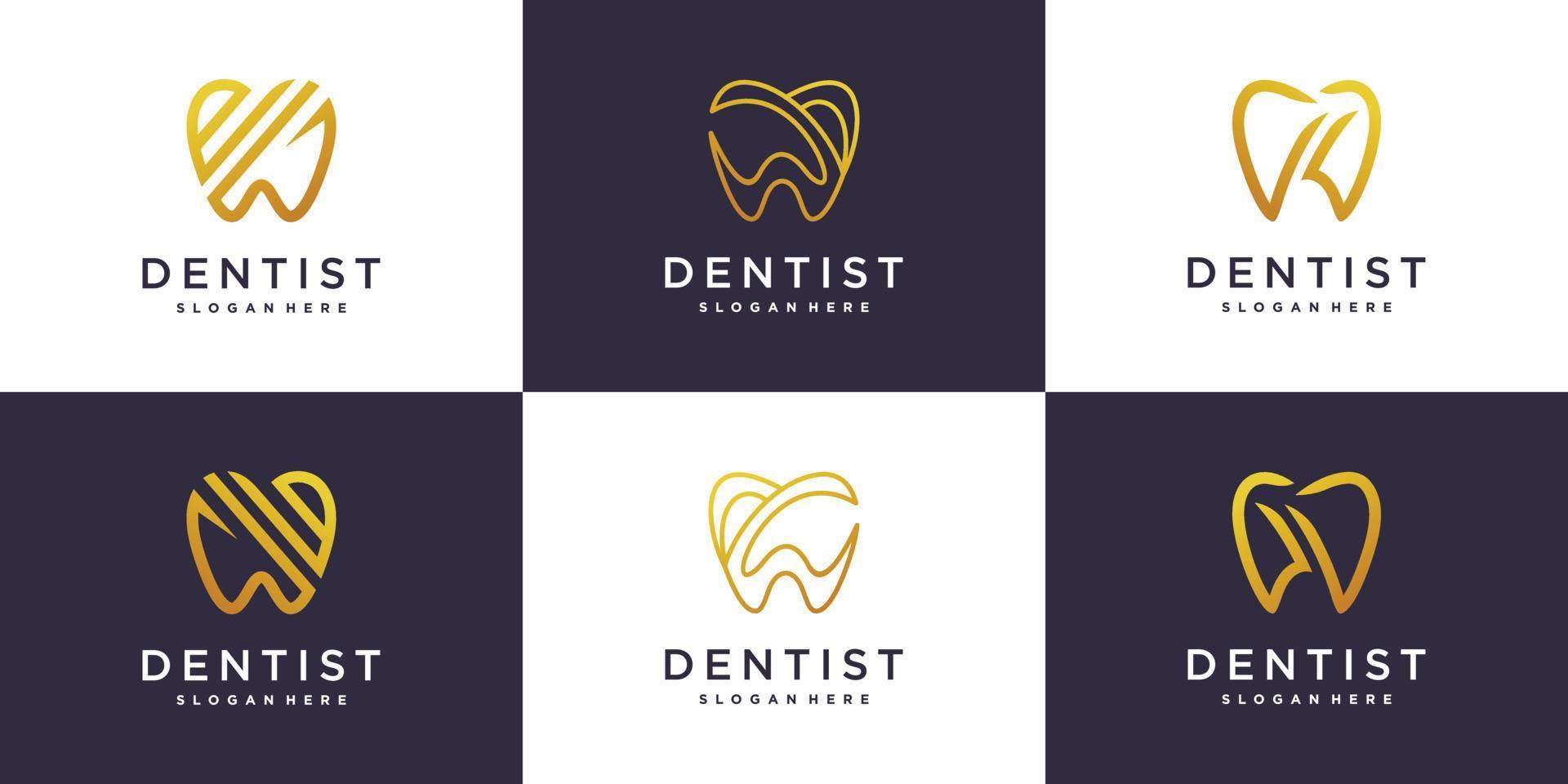 Dental logo collection with creative element style Premium Vector part 4