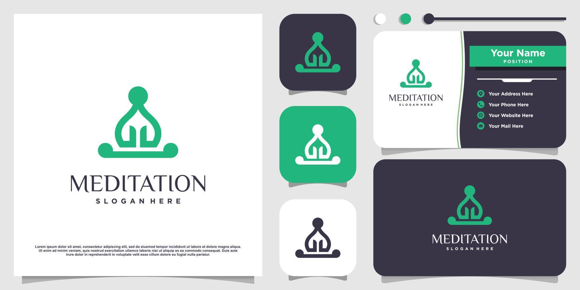 Meditation logo with creative abstract element Premium Vector