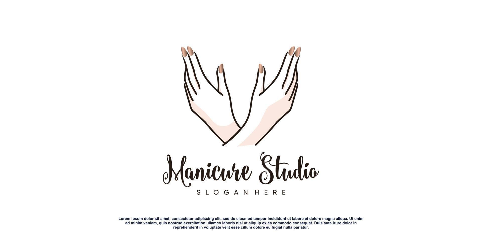 Nail logo concept with creative element style Premium Vector