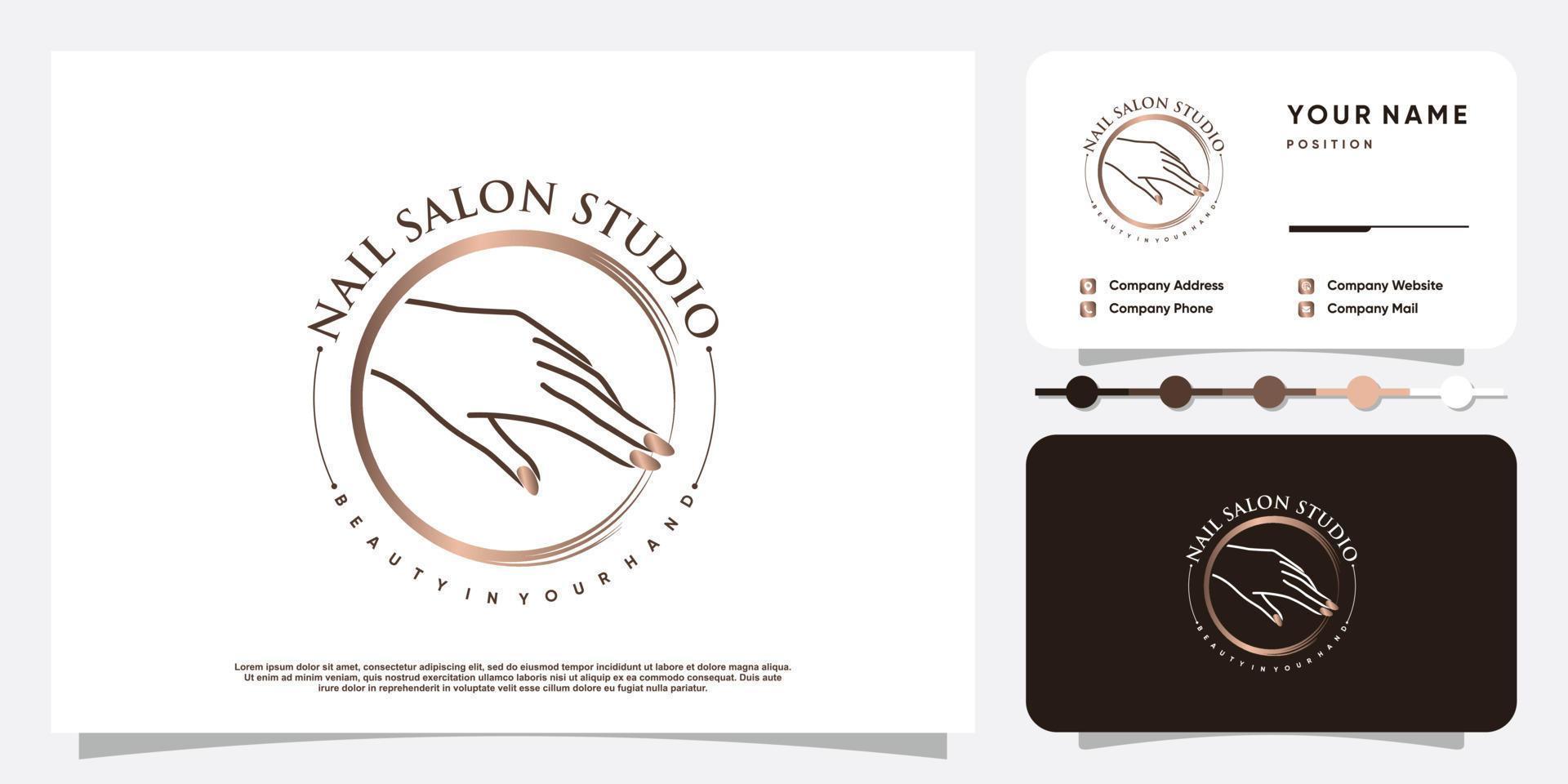 Nail logo concept with creative element style Premium Vector