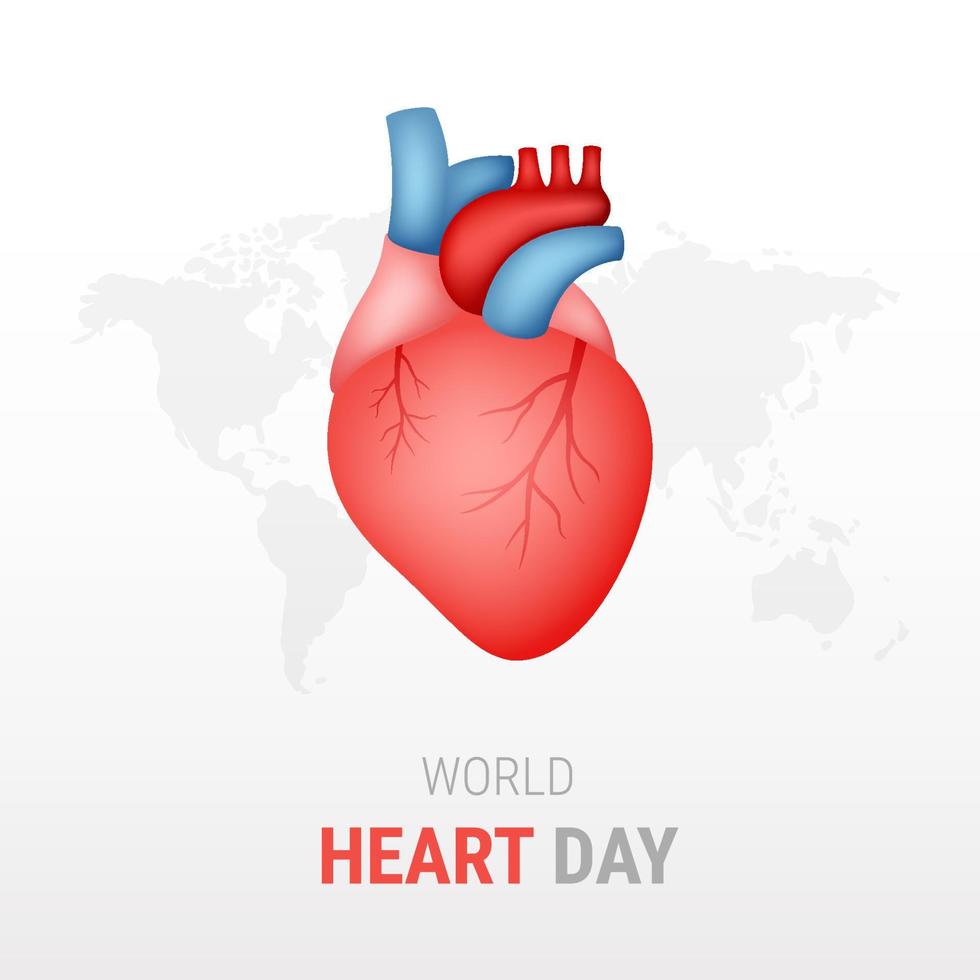 día mundial del corazón sobre fondo blanco vector