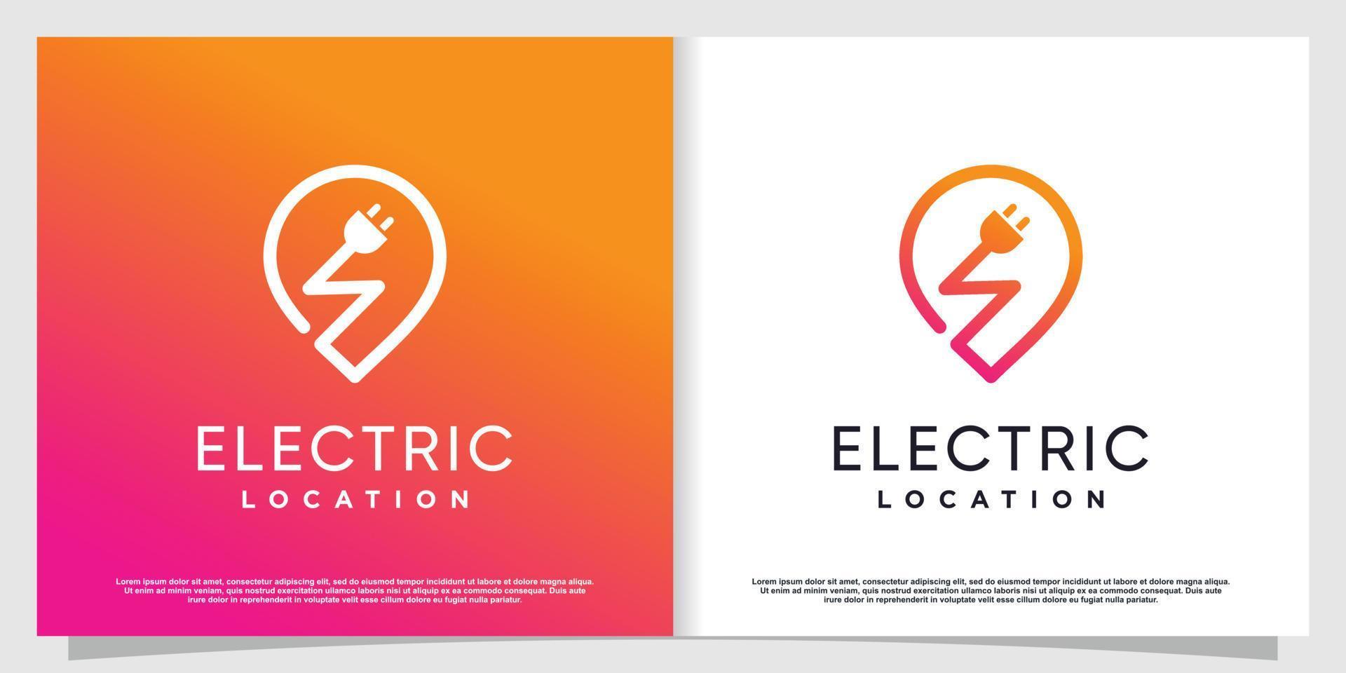 logotipo eléctrico con vector premium de concepto de ubicación de pin