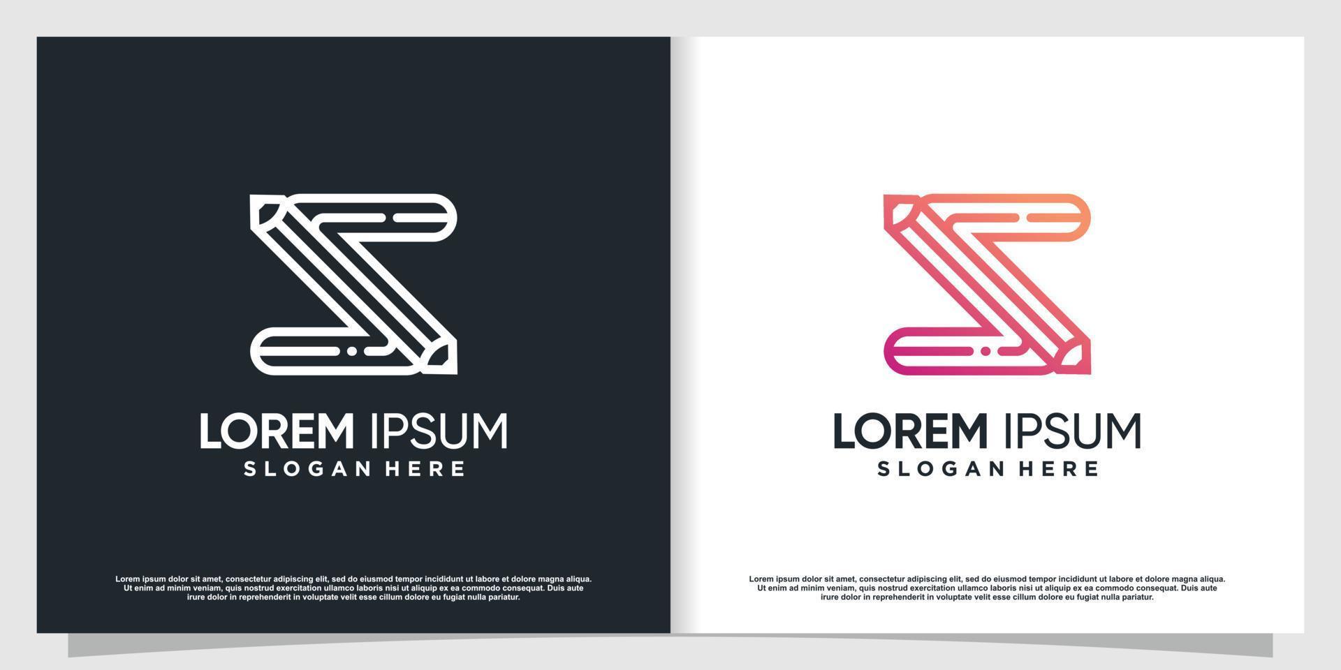 Pencil logo with letter S concept Premium Vector