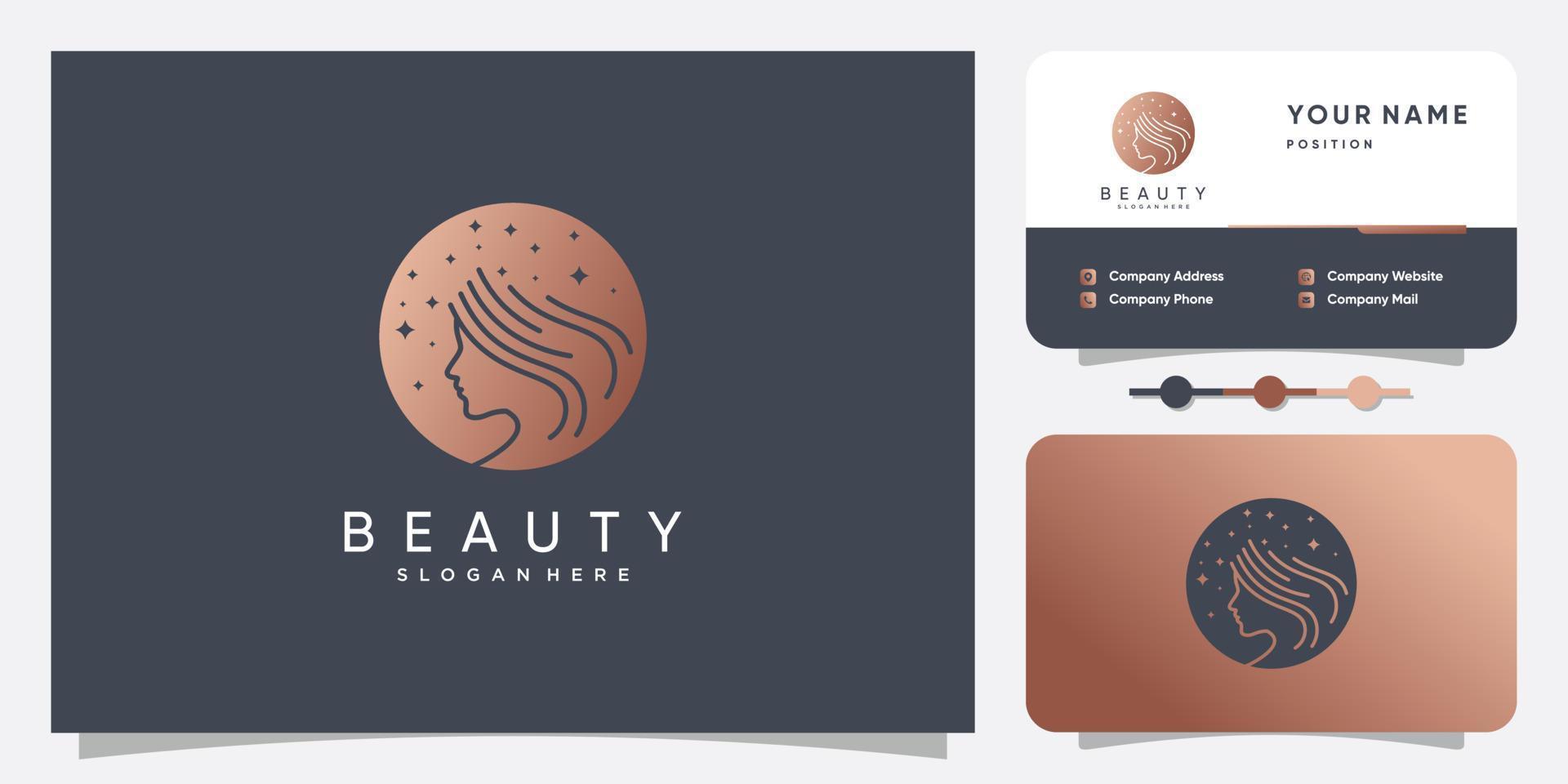 logotipo de belleza con vector premium de concepto de línea creativa