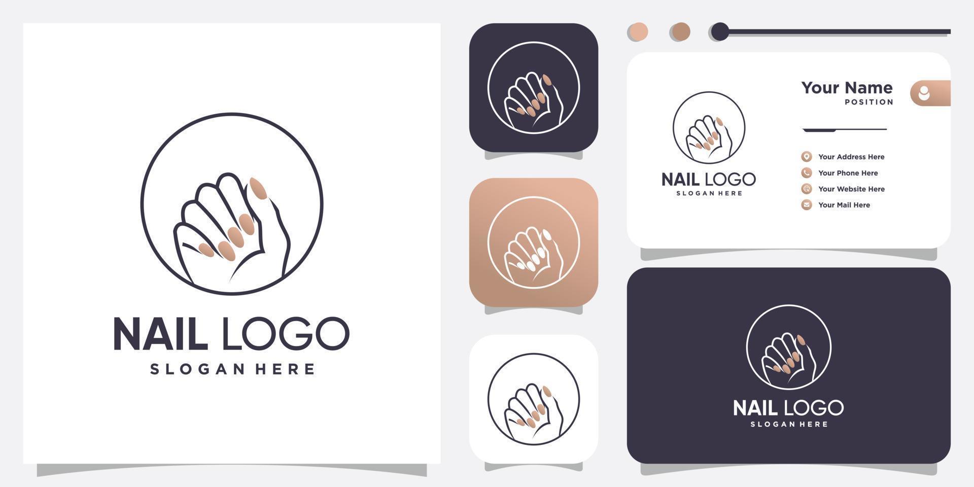 Nail logo concept with creative element style Premium Vector