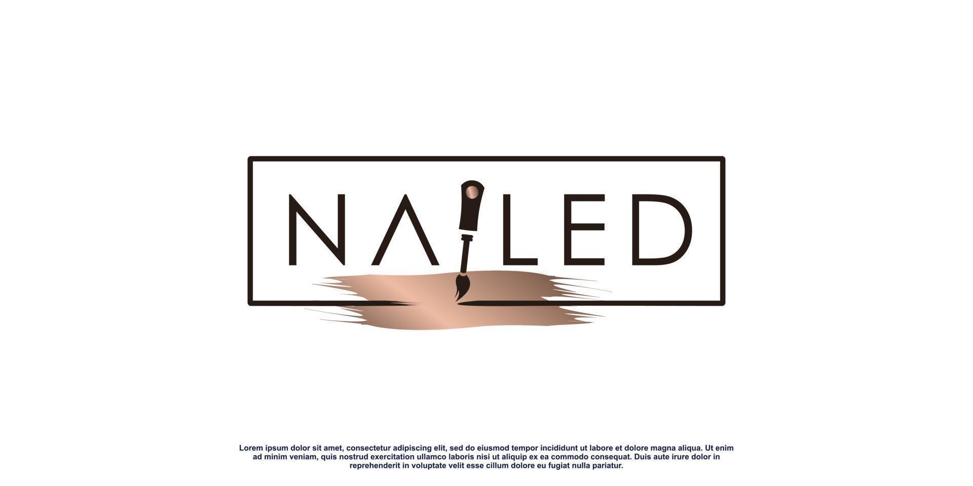 Nail logo concept with creative element style Premium Vector