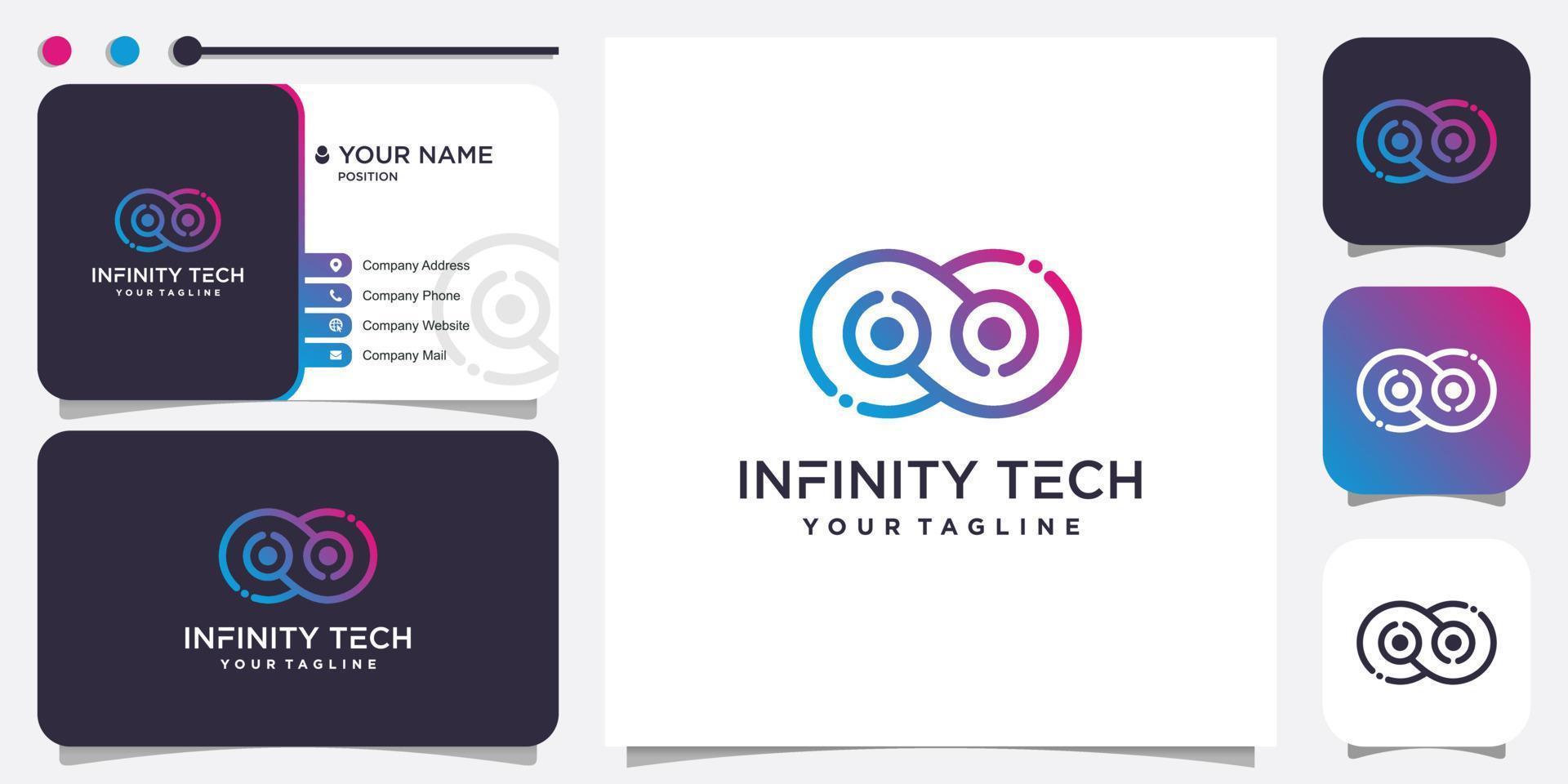 idea de logotipo de tecnología infinita con vector premium de estilo de línea de degradado