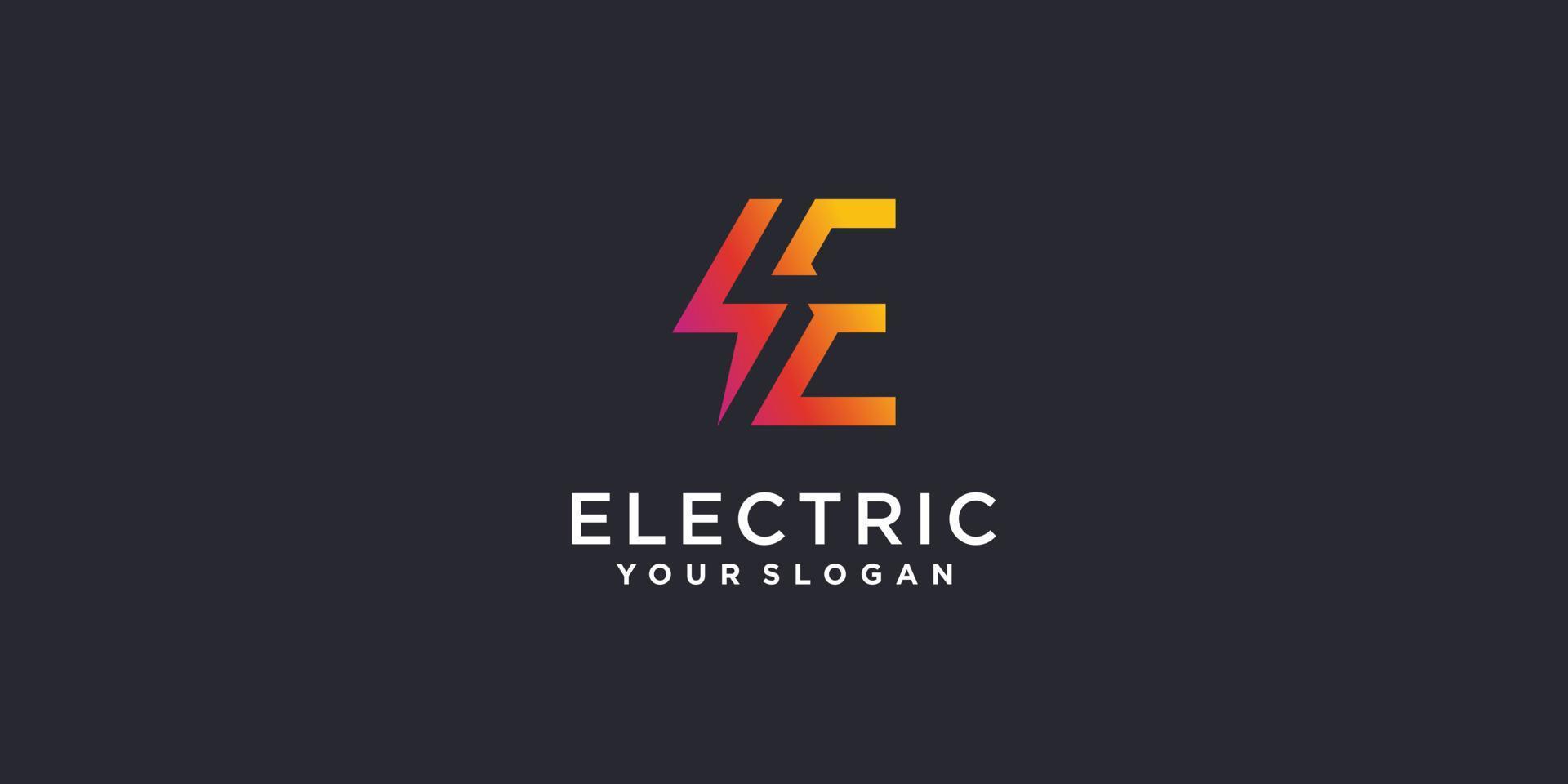 Letter E logo with electric concept Premium Vector