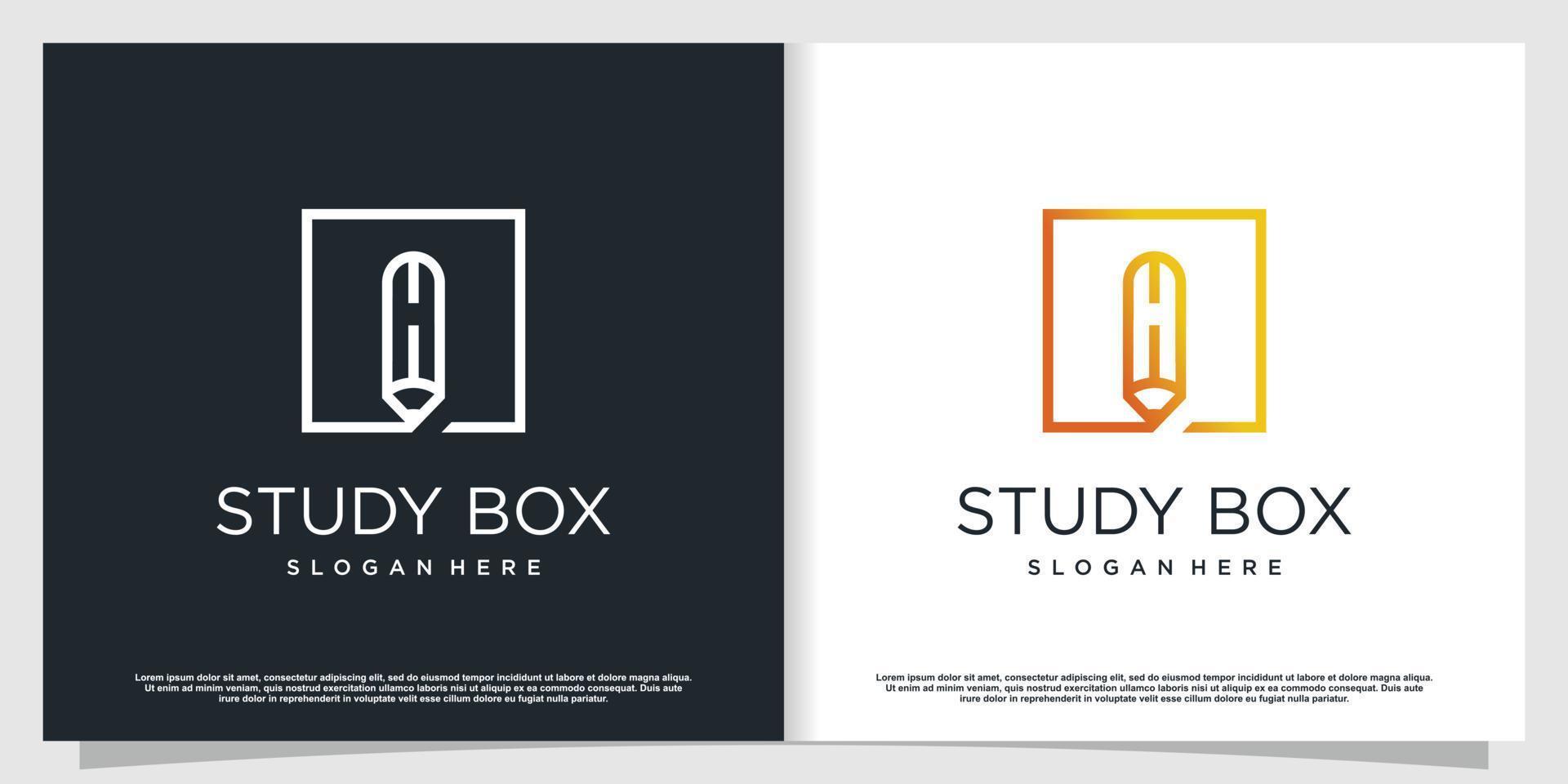 Pencil logo with modern abstract concept Premium Vector