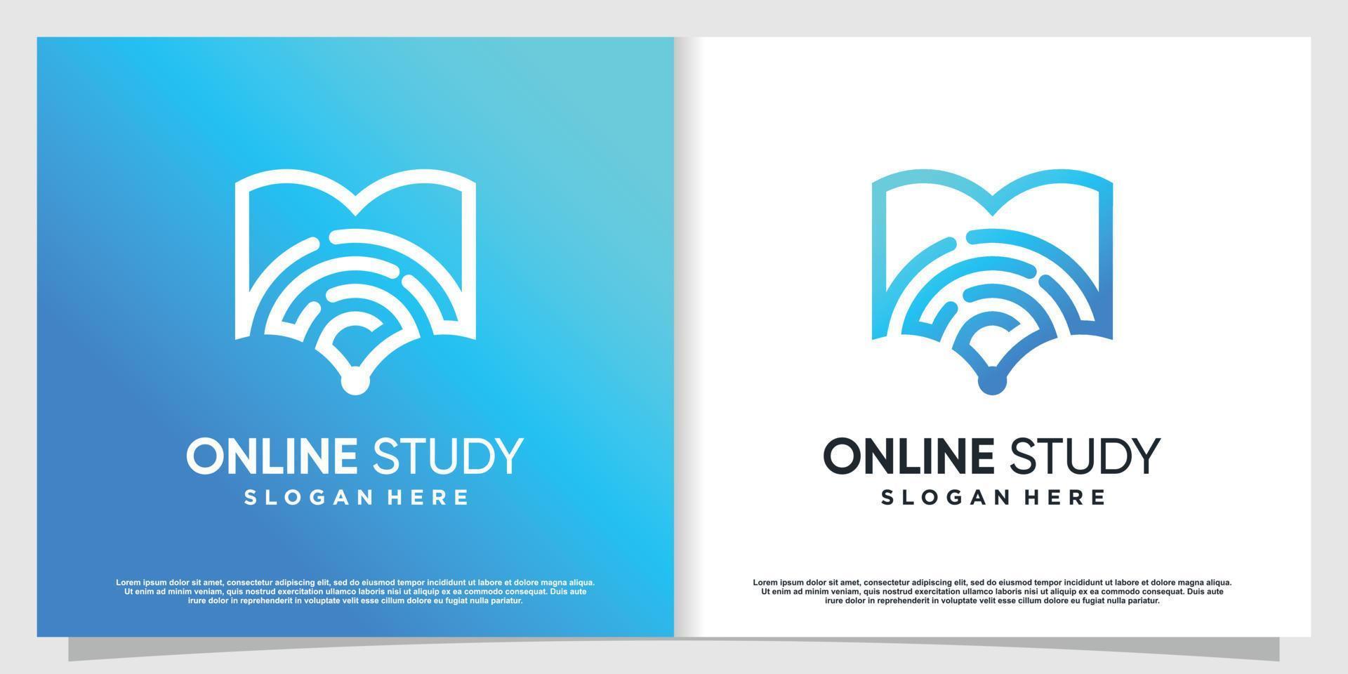 logotipo de estudio con libro y concepto de señal premium vector parte 1