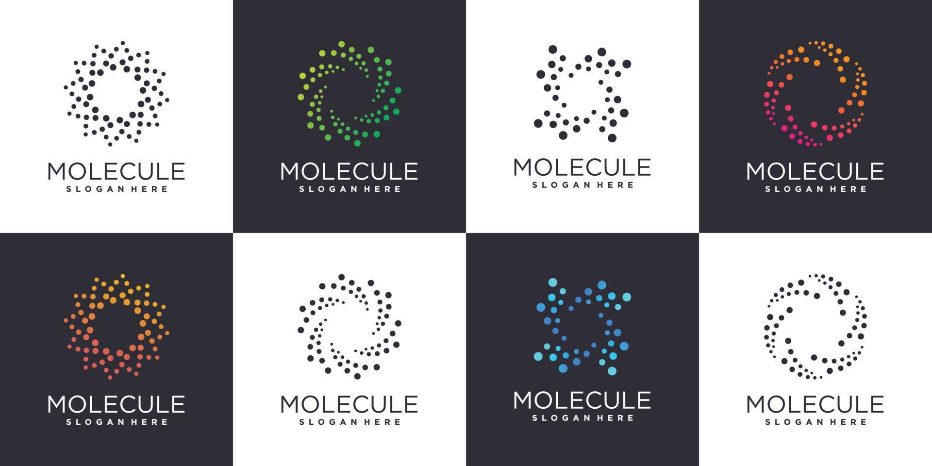 Molecule logo set with creative element style Premium Vector