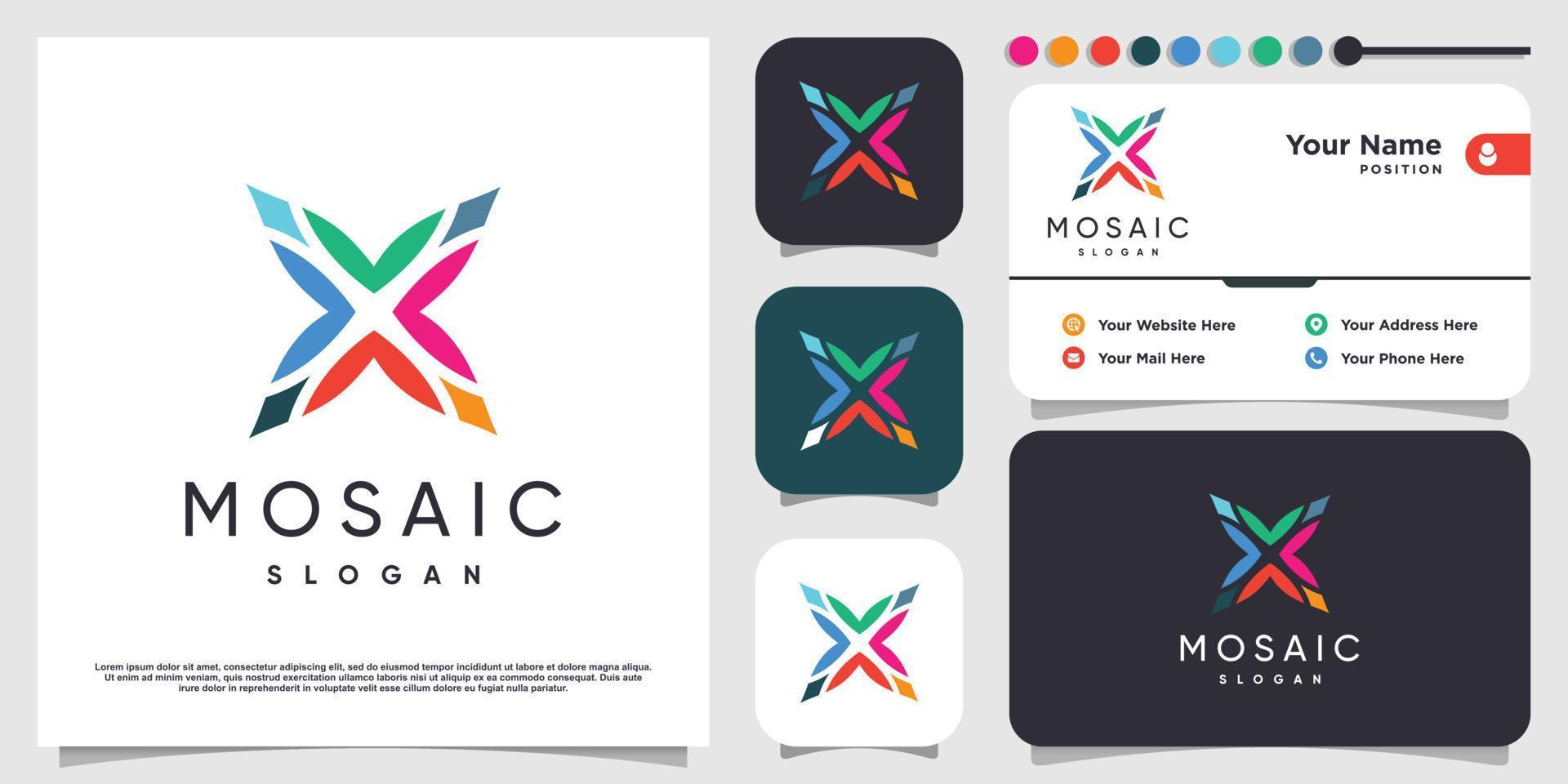 Mosaic logo with modern abstract element Premium Vector