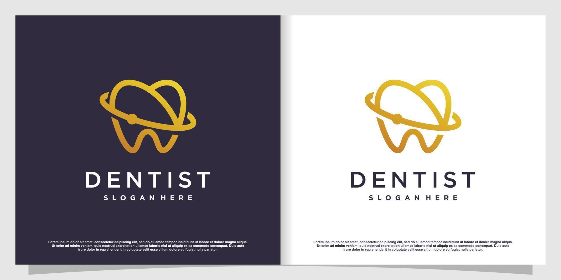 Dental logo design with creative element style Premium Vector part 4