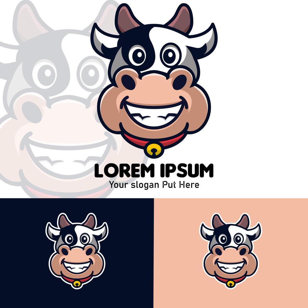ilustración de logotipo de mascota de dibujos animados de vaca linda vector premium