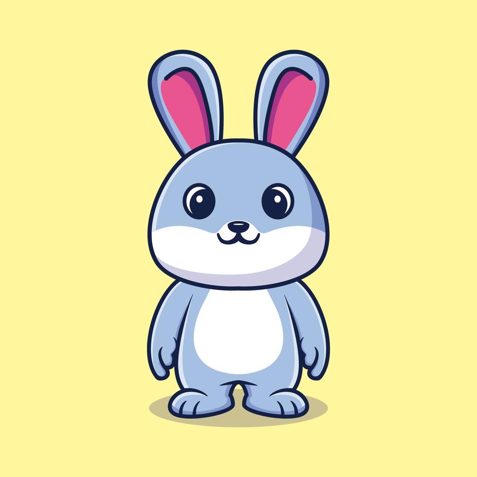 Cute rabbit standing cartoon vector icon illustration. animal nature icon concept isolated premium vector