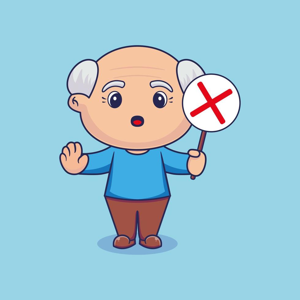 Cute grand father with stop sign vector