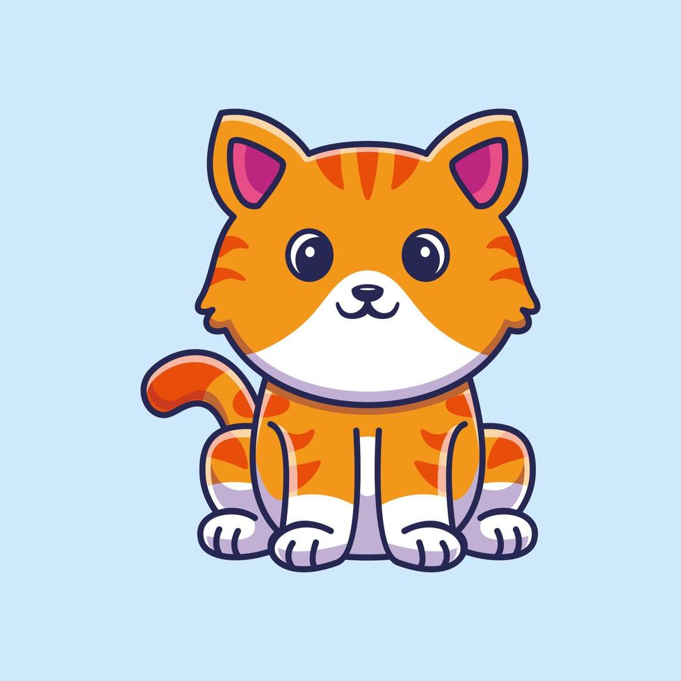 lindo gato sentado dibujos animados vector icono ilustración