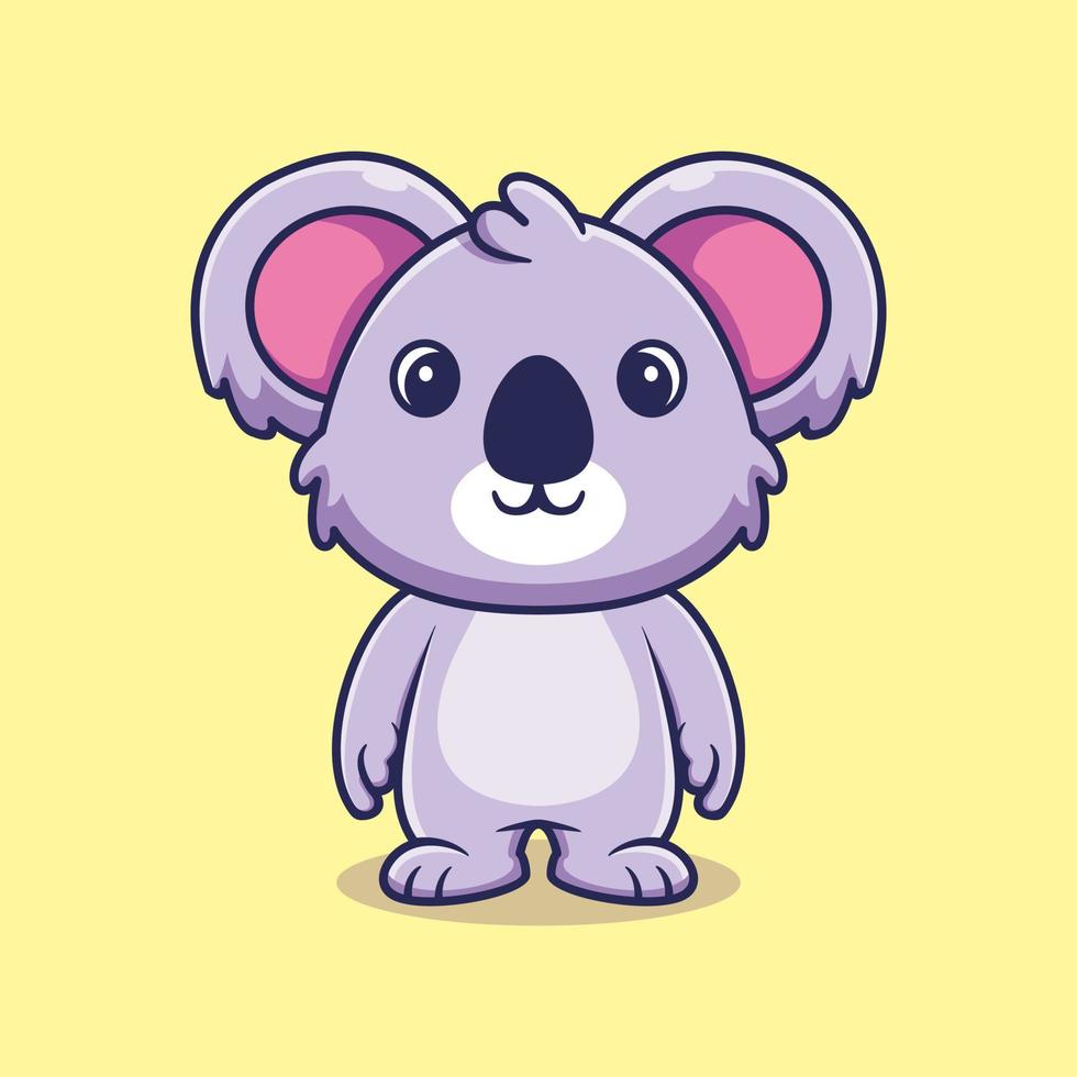 Cute koala standing cartoon vector icon illustration. animal nature icon concept isolated premium vector