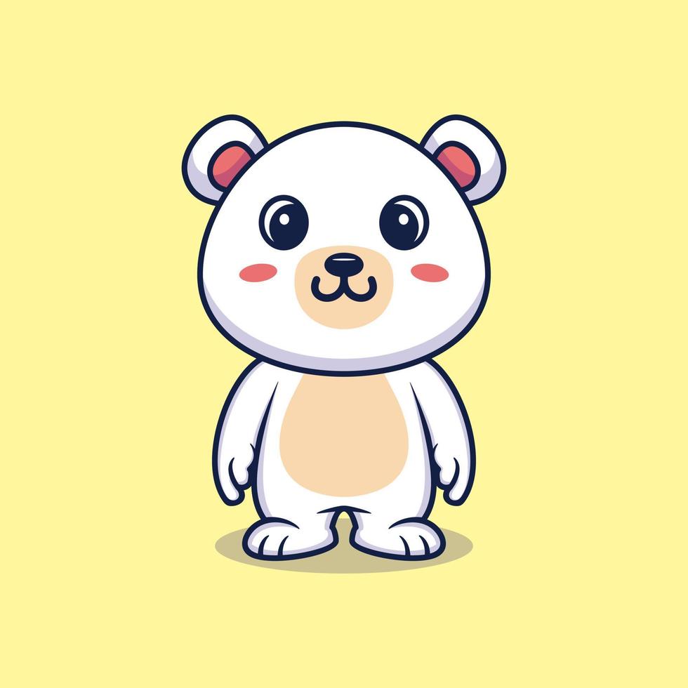 Cute polar bear standing cartoon vector icon illustration. animal nature icon concept isolated premium vector