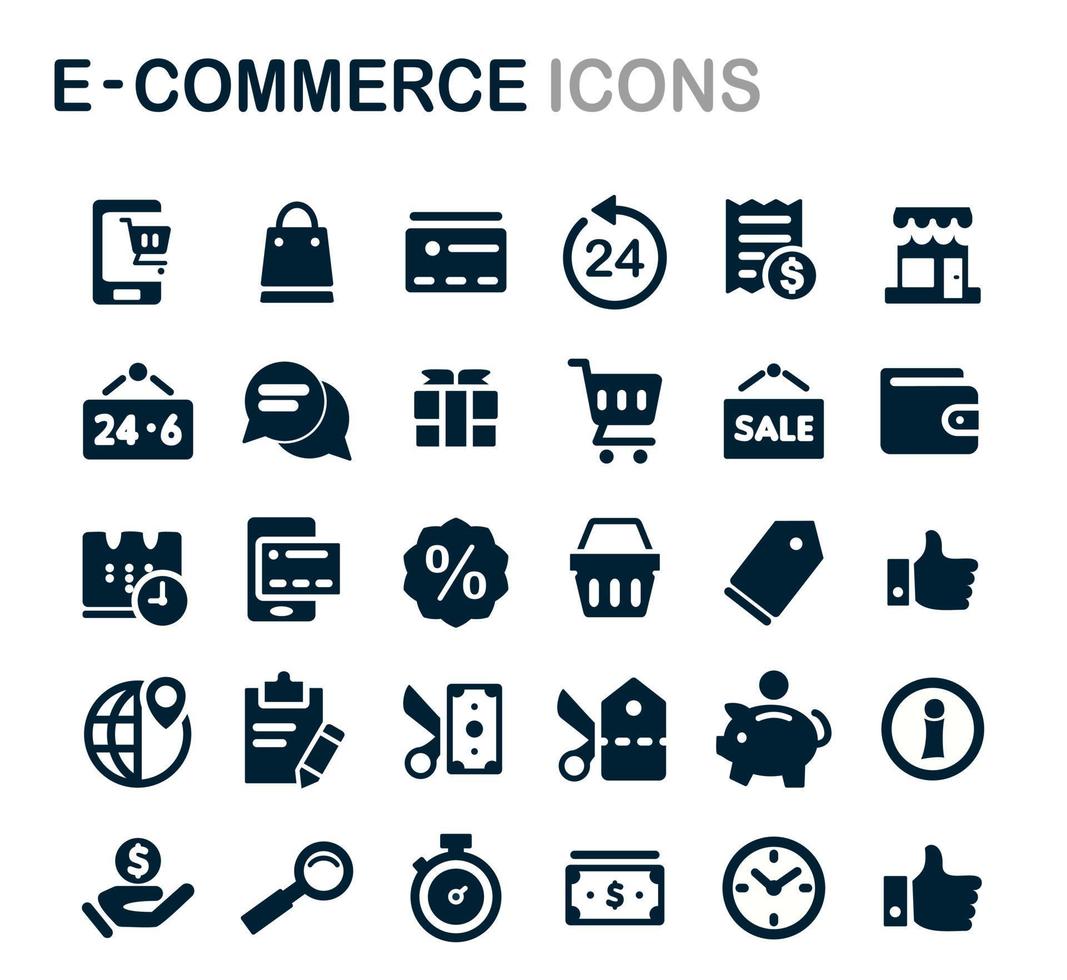 colección de conjuntos de iconos de comercio electrónico, conceptos de diseño gráfico moderno vector