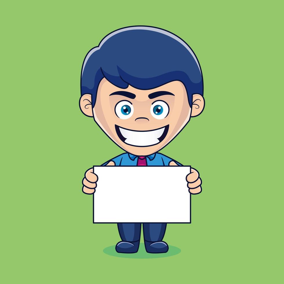 Businessman holding a blank sign vector