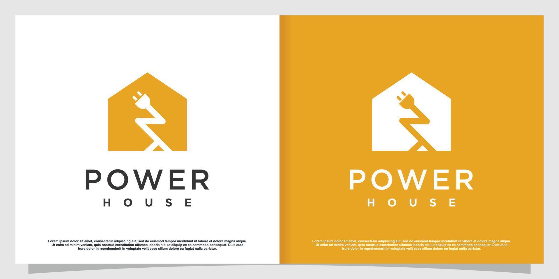 House logo with power electric concept Premium Vector