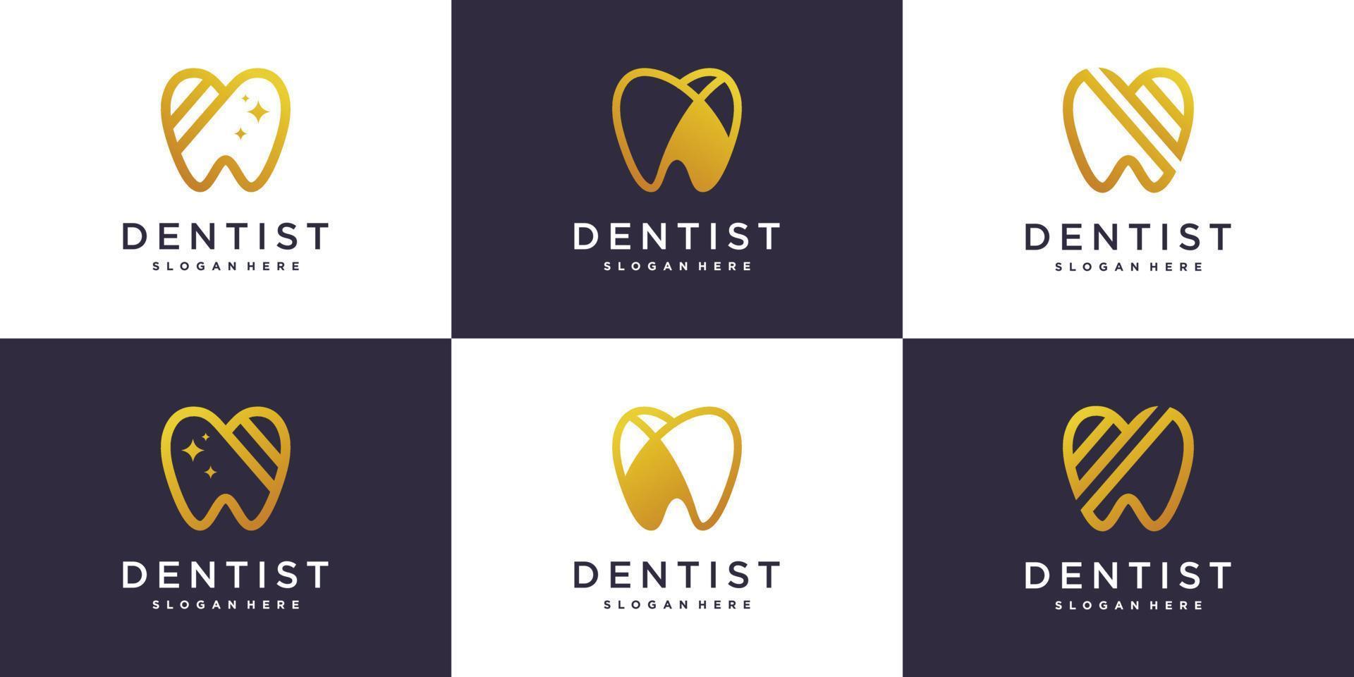 Dental logo collection with creative element style Premium Vector part 4