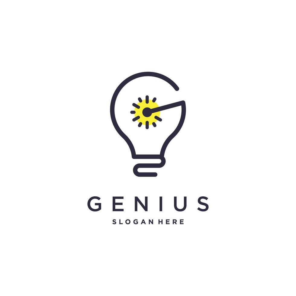 Genius logo design with lamp and letter G concept Premium Vector