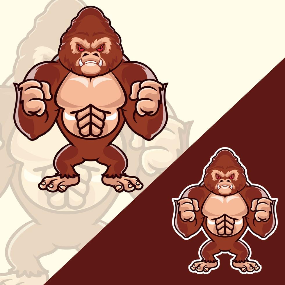Gorilla mascot logo character premium vector