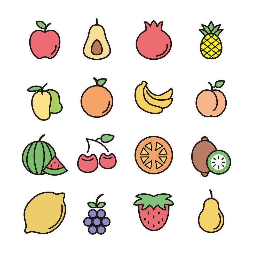 Set of fruit icons collection . Vector illustration