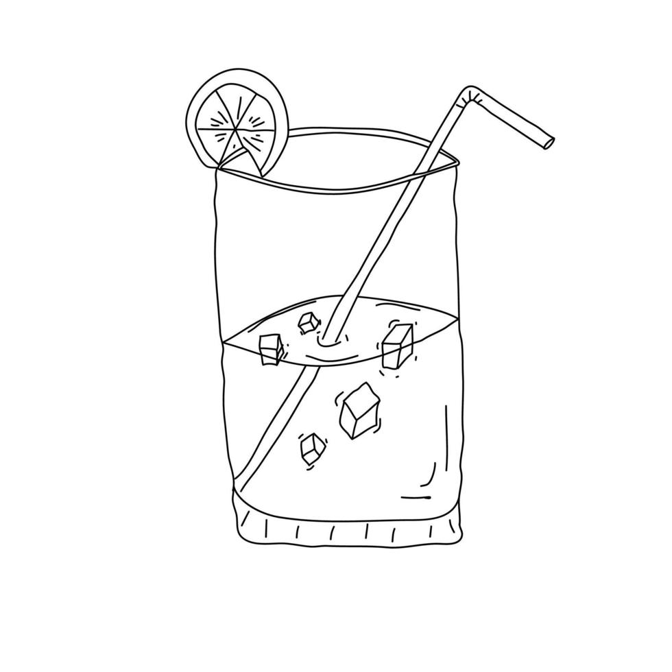 Doodle glass with cocktail vector