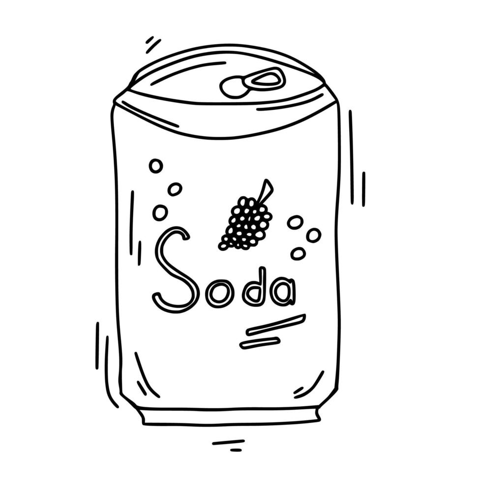 lata de refresco de garabato. ilustración vectorial vector