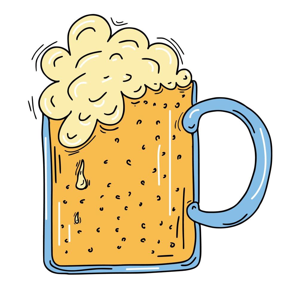 Color cartoon Doodle beer mug vector