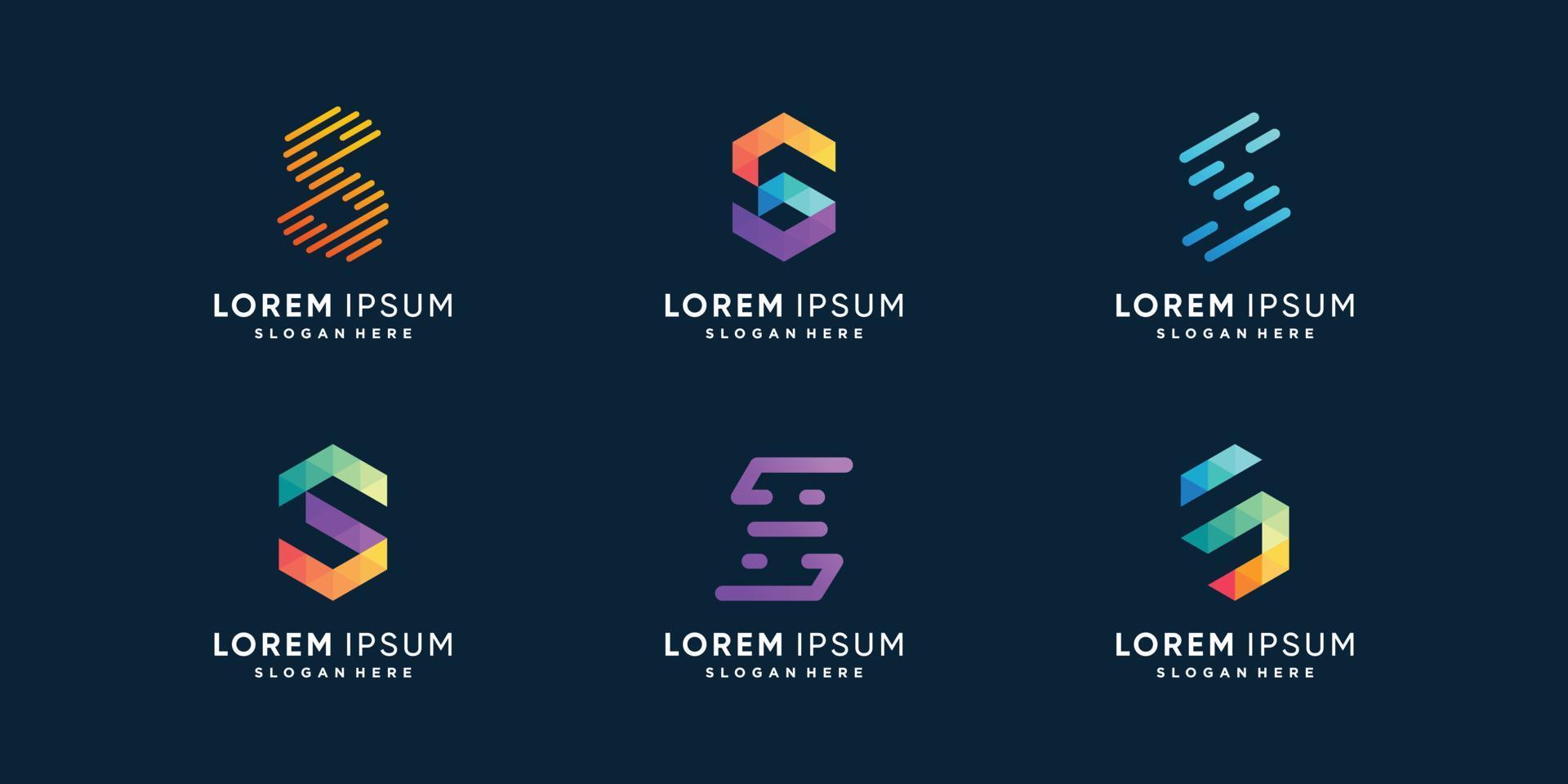 S logo collection with creative element concept Premium Vector