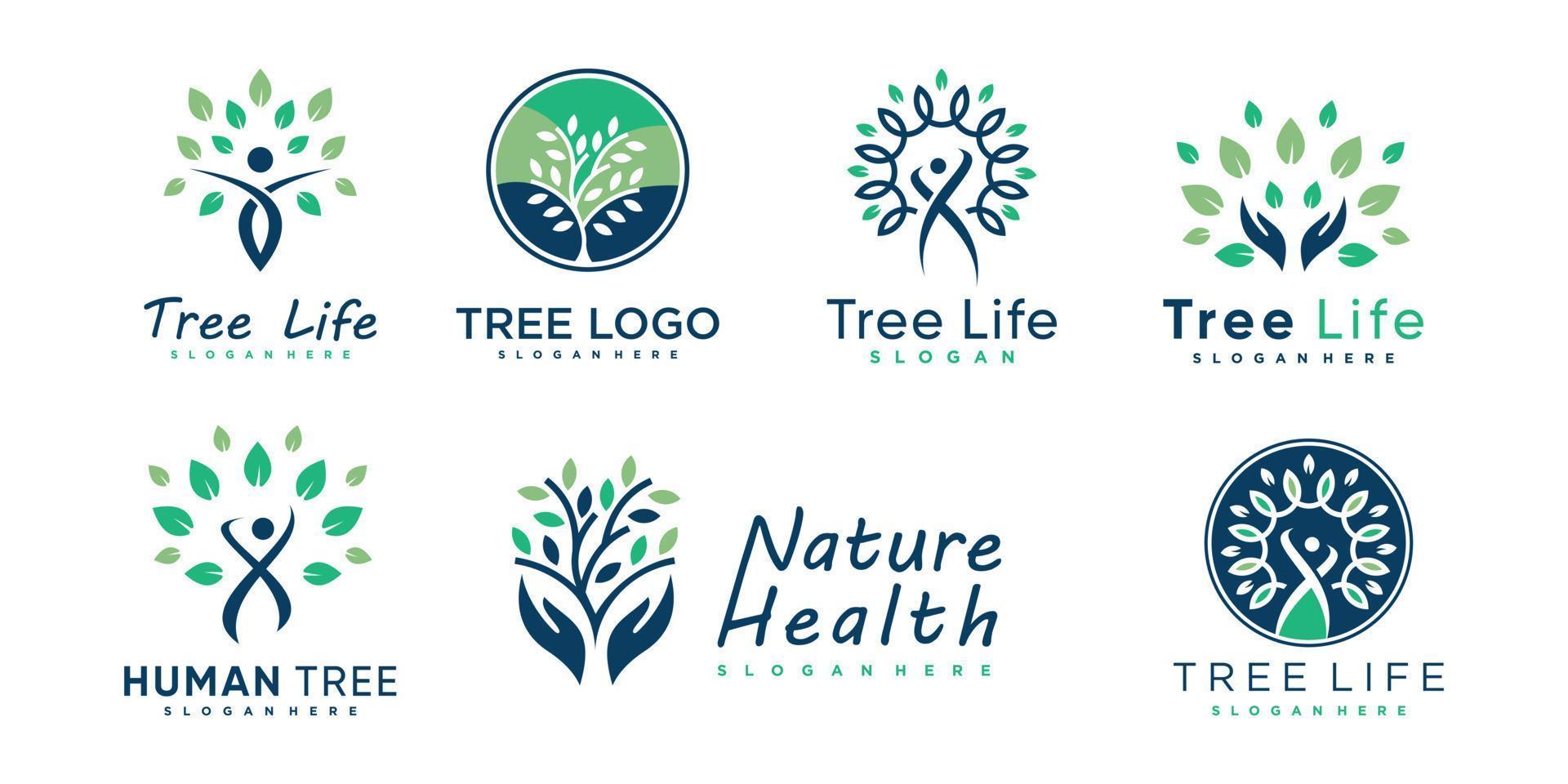 Tree logo collection with creative unique concept Premium Vector