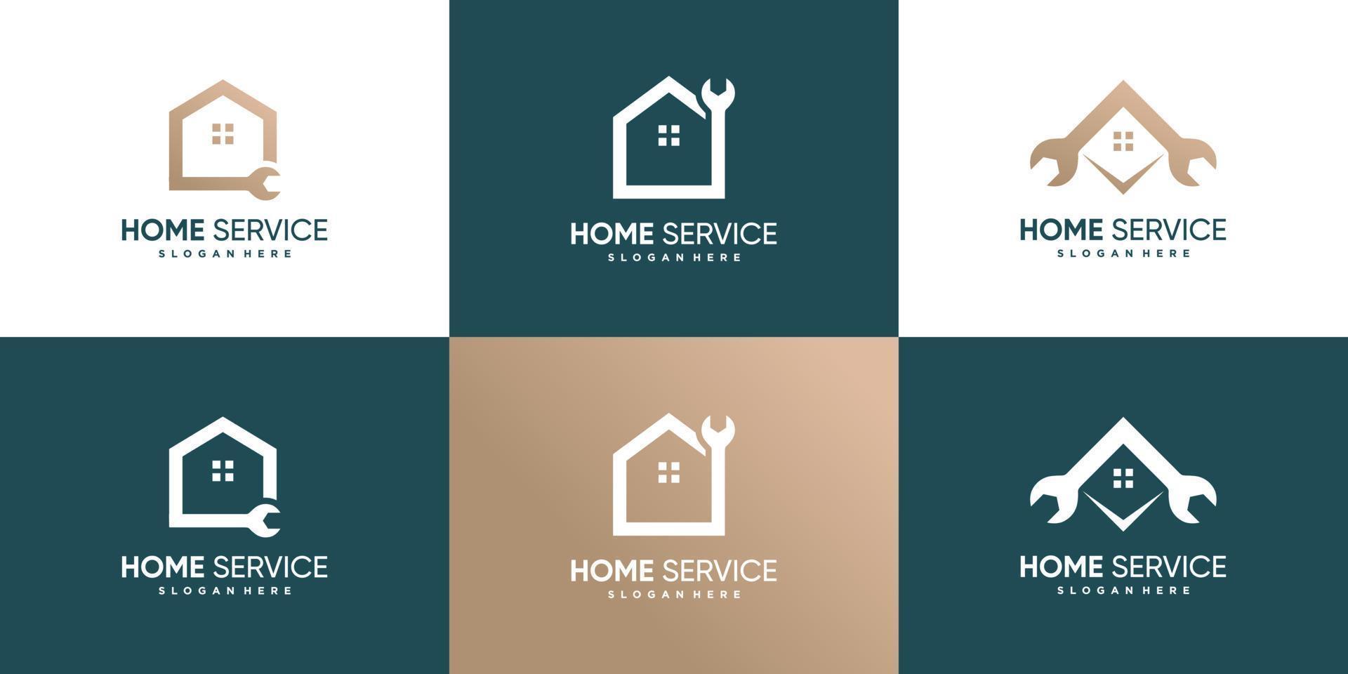House service logo collection with creative unique element Premium Vector