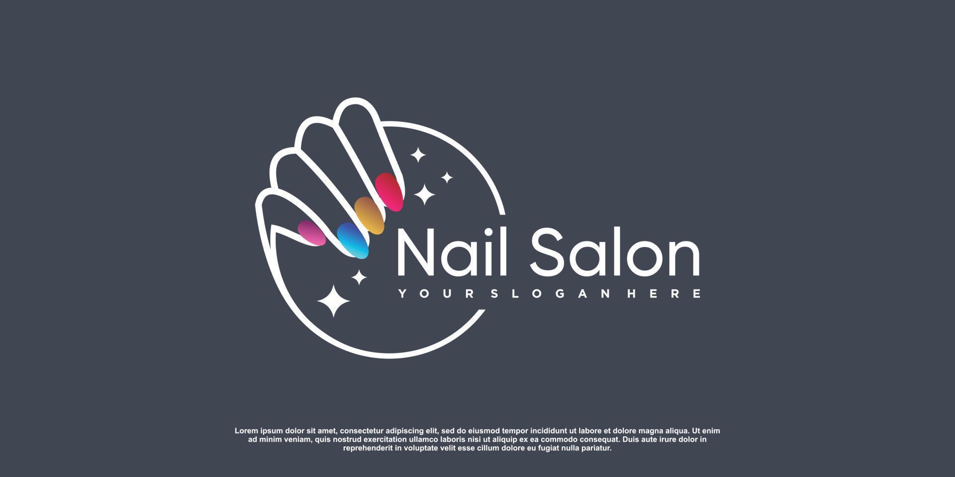 Nail logo concept with creative element style Premium Vector