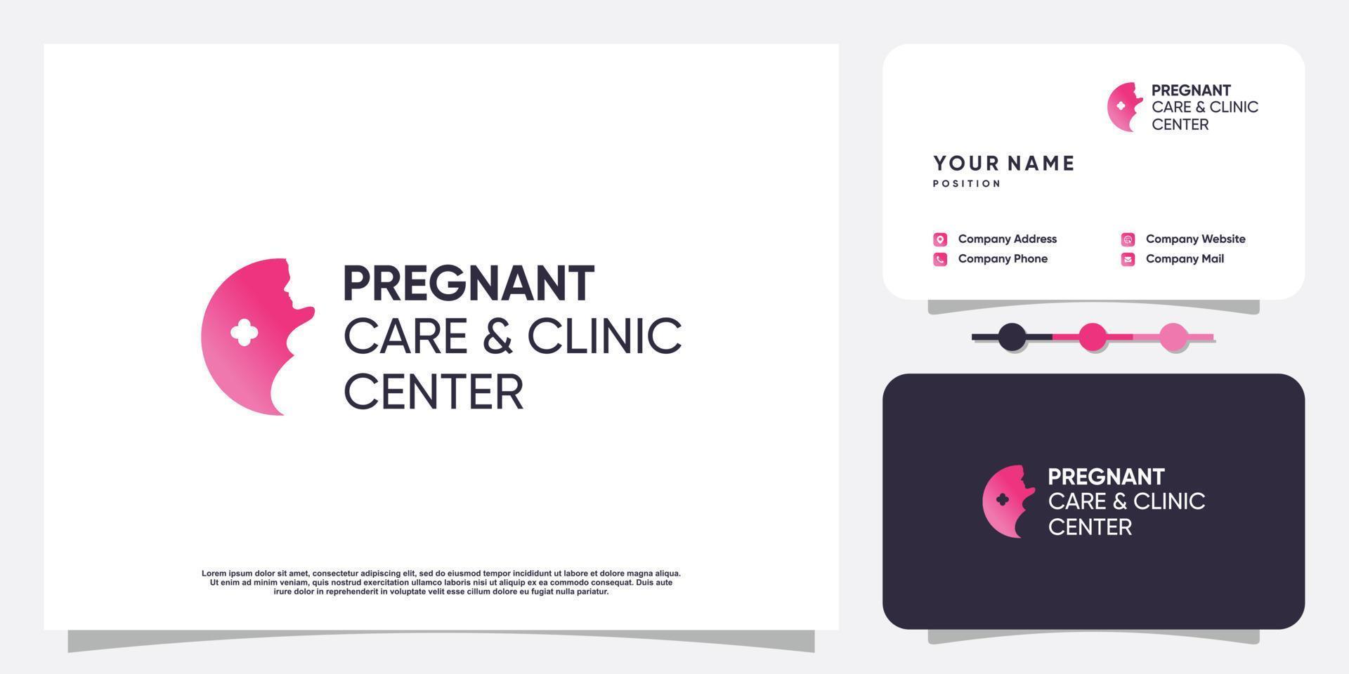 Pregnant logo concept with creative element style Premium Vector