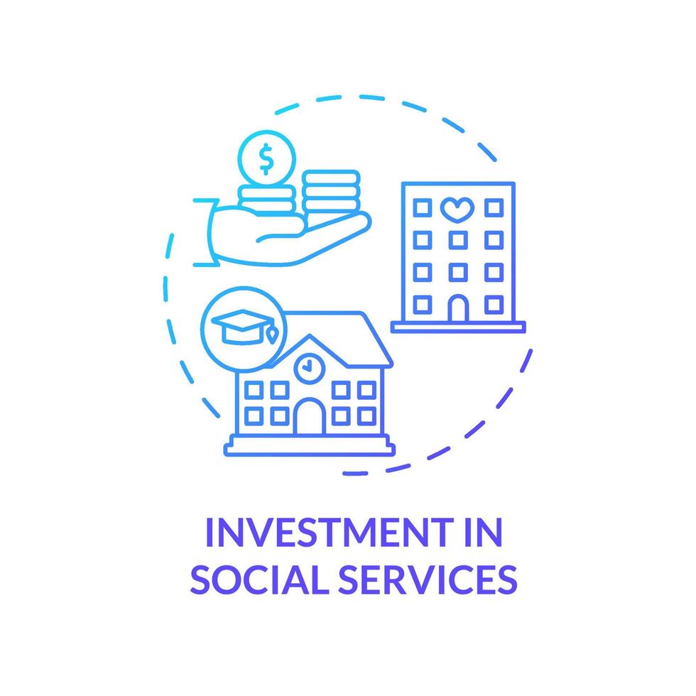 Investment in social services blue gradient concept icon. Legalizing unauthorized immigrants abstract idea thin line illustration. Isolated outline drawing vector