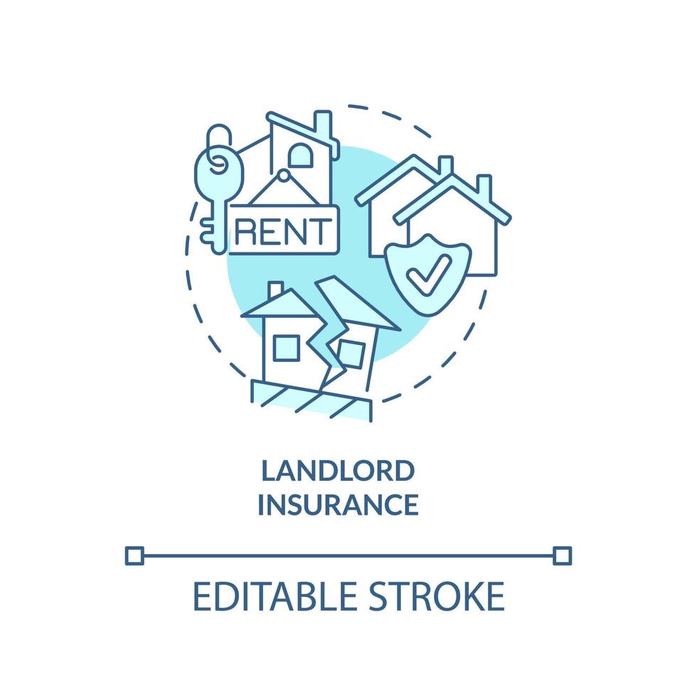 Landlord insurance turquoise concept icon. Type of property financial protection abstract idea thin line illustration. Isolated outline drawing. Editable stroke vector