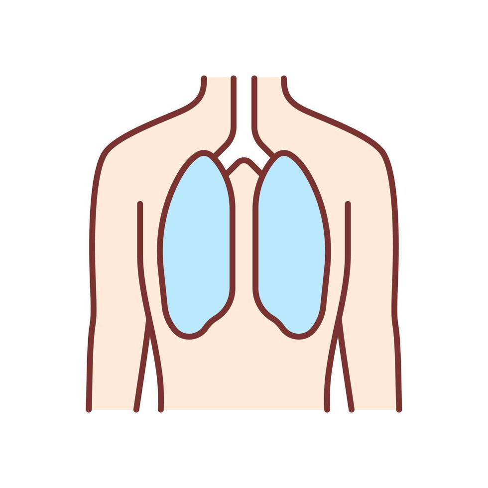 icono de color de pulmones sanos. órgano humano en buen estado de salud. bienestar de las personas. funcionamiento del sistema pulmonar. parte interna del cuerpo en buen estado. saludable salud respiratoria. ilustración vectorial aislada vector