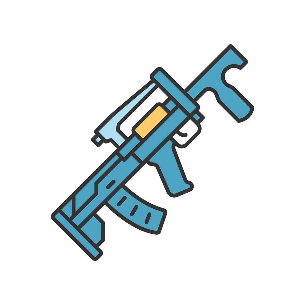 icono de color de arma groza. arma de fuego de videojuego virtual, pistola. rifle de juego de disparos, blaster. juguete para niños ciberdeporte, inventario militar de francotiradores de esport, equipo. ilustración vectorial aislada vector