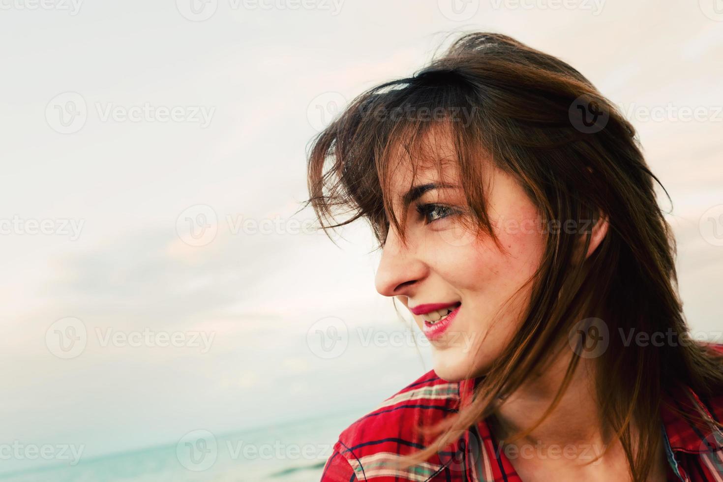 Woman in red photo