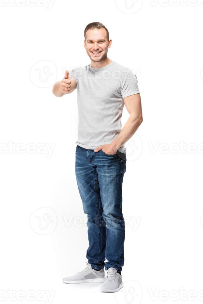 Confident happy man showing OK gesture photo