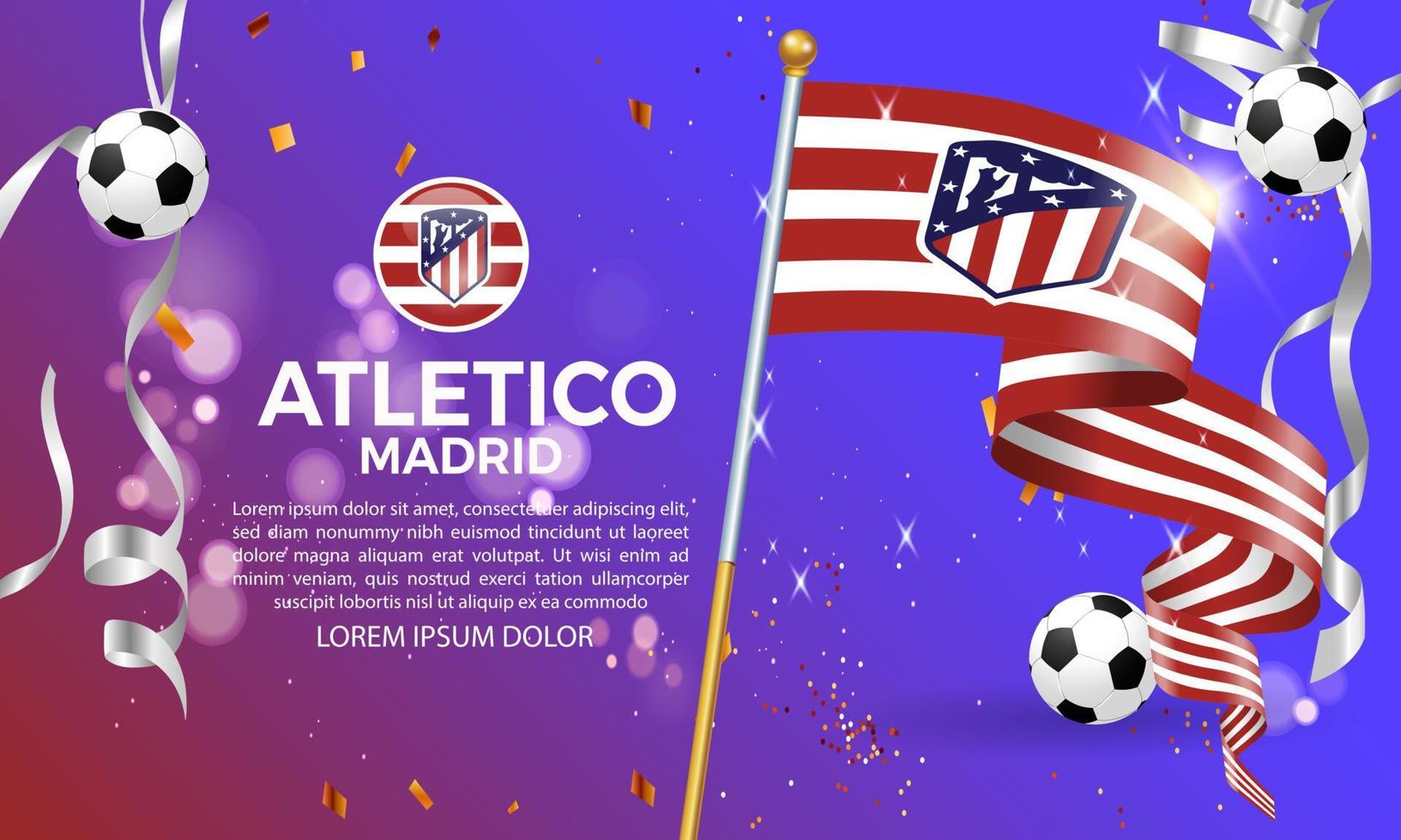Atletico madrid football team flag. design poster illustration vector