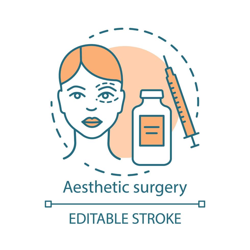 Aesthetic surgery concept icon. Facial and body surgical operation idea thin line illustration. Reconstructive procedure. Appearance. Vector isolated outline drawing. Editable stroke