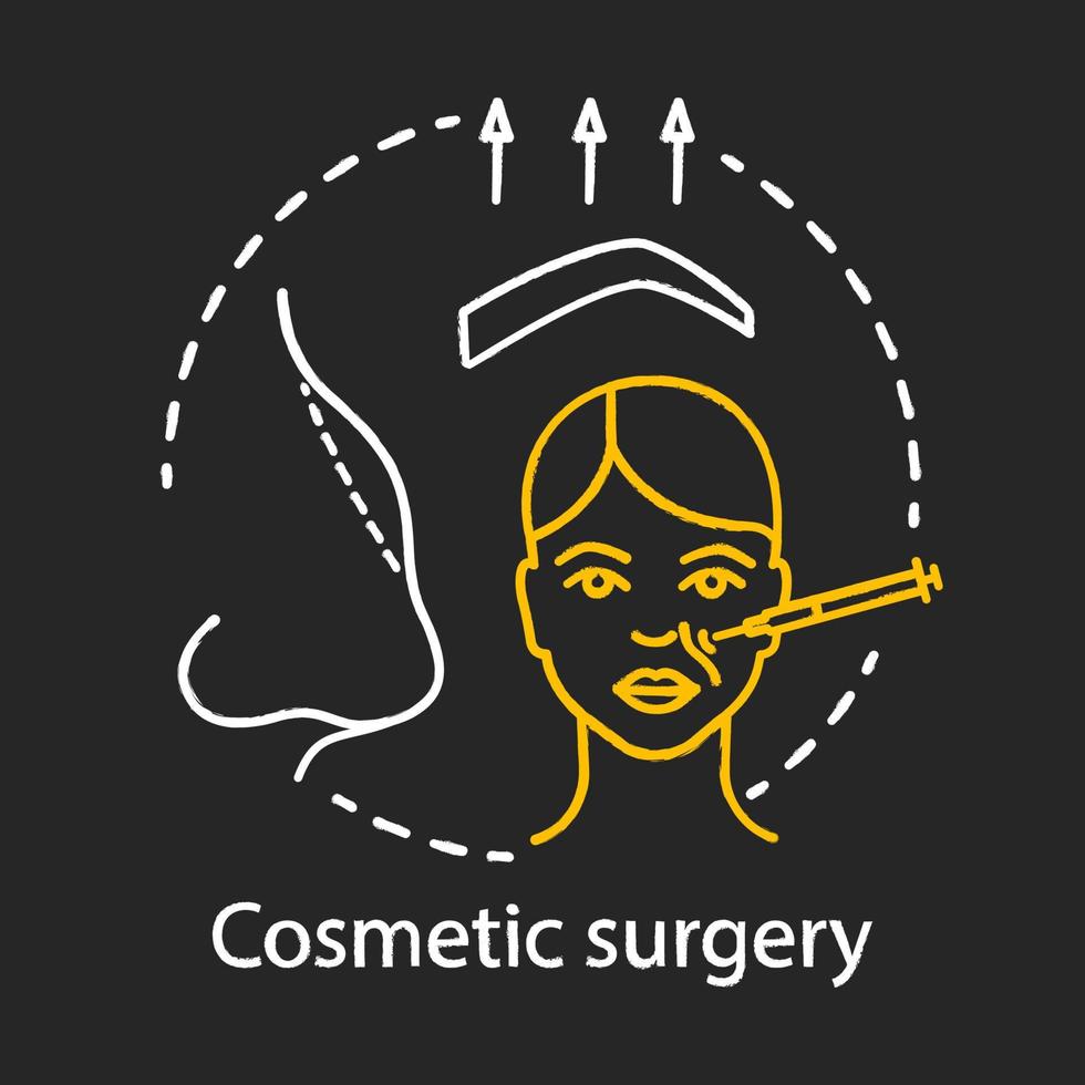 Cosmetic surgery chalk icon. Person appearance improving. Aesthetic procedures. Face reshaping. Plastic surgery center service. Lifting. Isolated vector chalkboard illustration