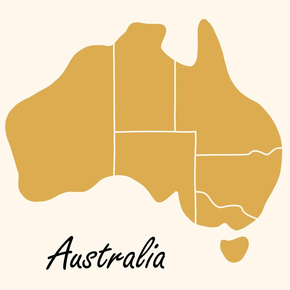 Doodle dibujo a mano alzada del mapa de Australia. vector